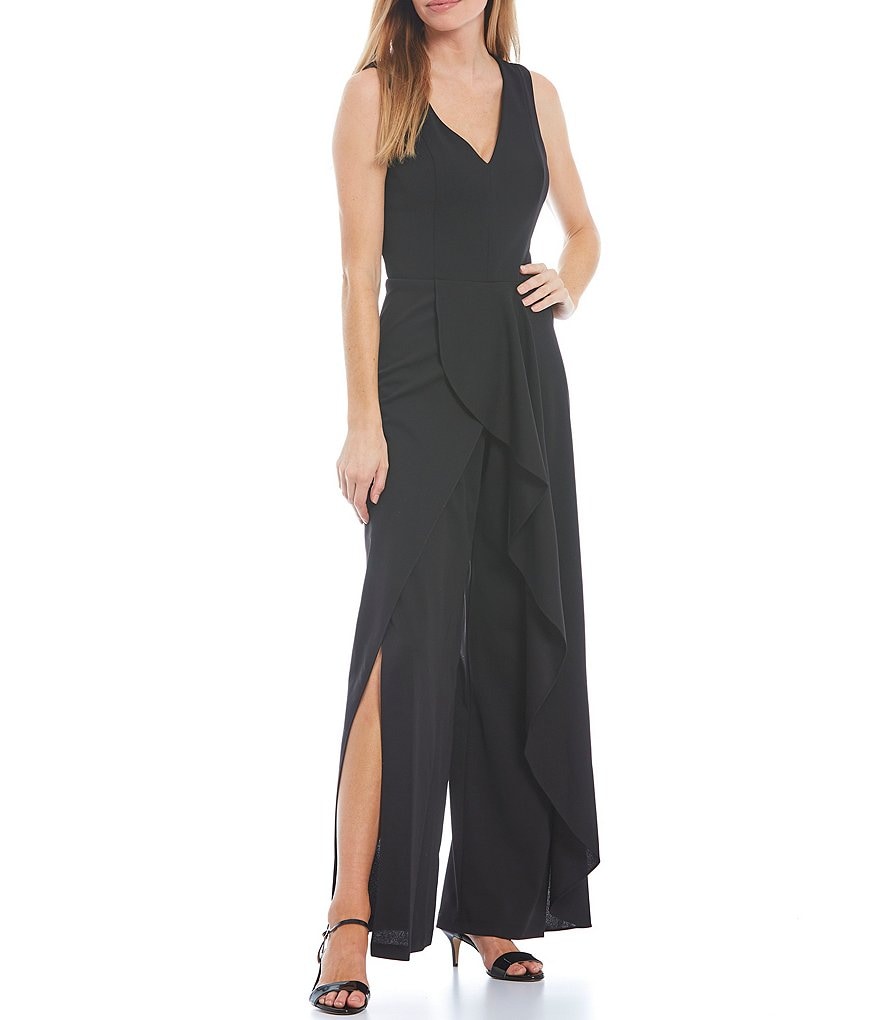 Marina Drape Front V-Neck Sleeveless Jumpsuit