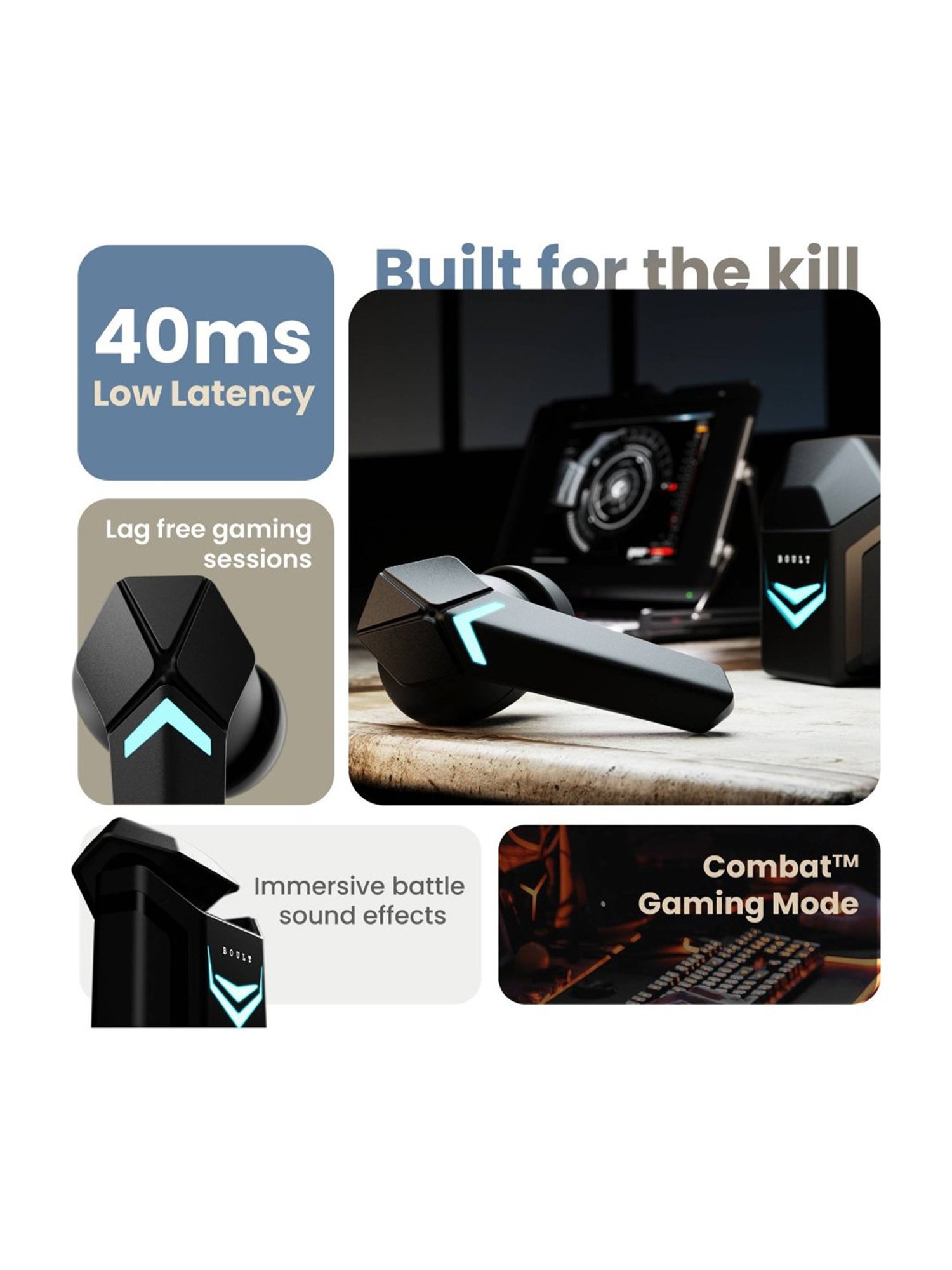 Boult Audio Ammo Interactive LED True Wireless Bluetooth Earbuds 40H Playtime (Black)