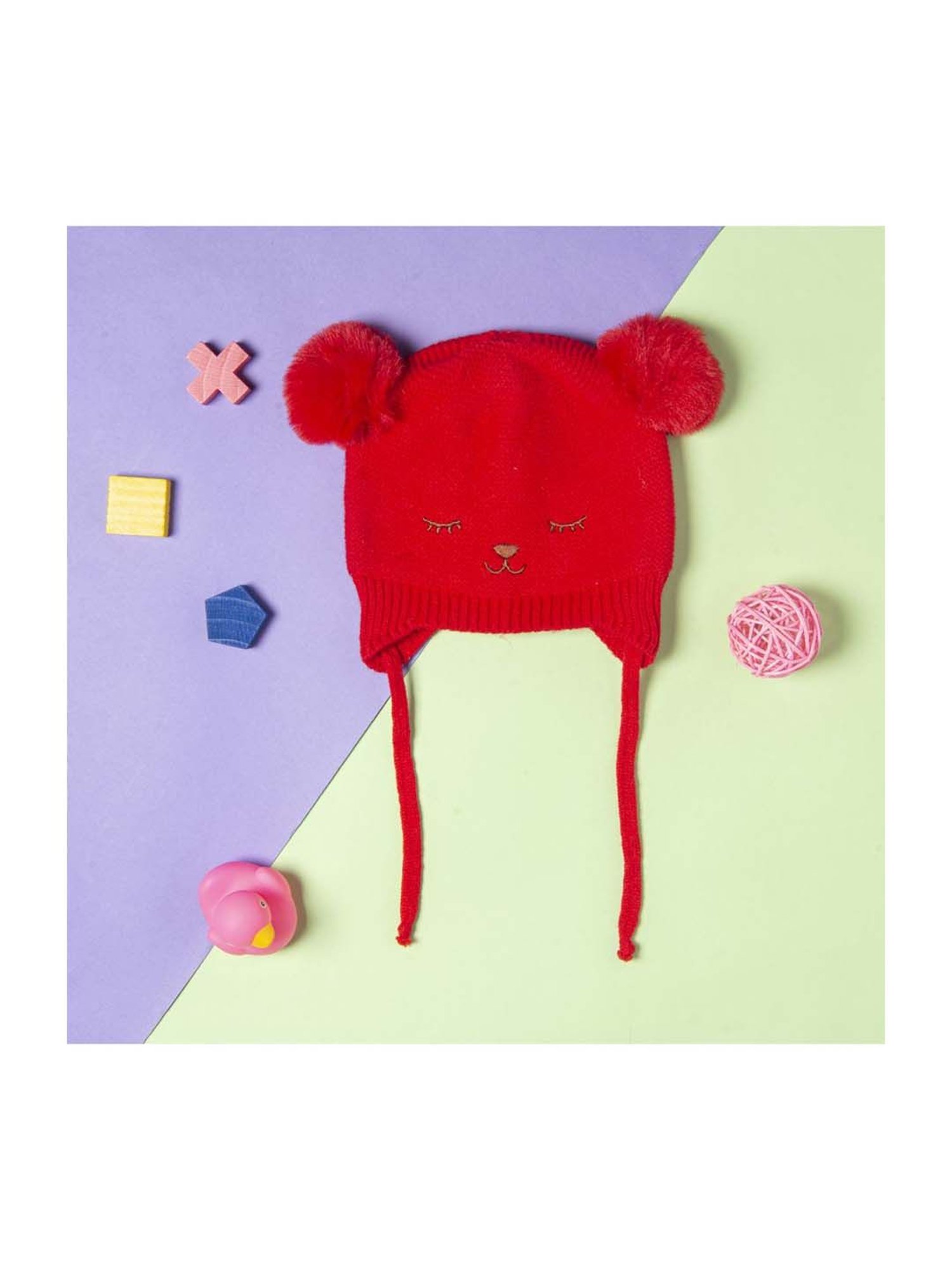 Baby Moo Kids Red Woollen Cap