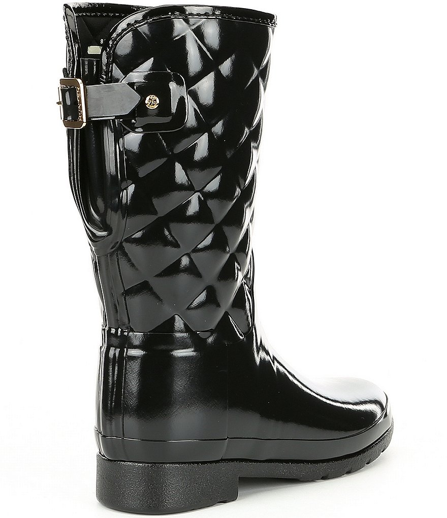 Hunter Refined Gloss Quilted Short Waterproof Boots
