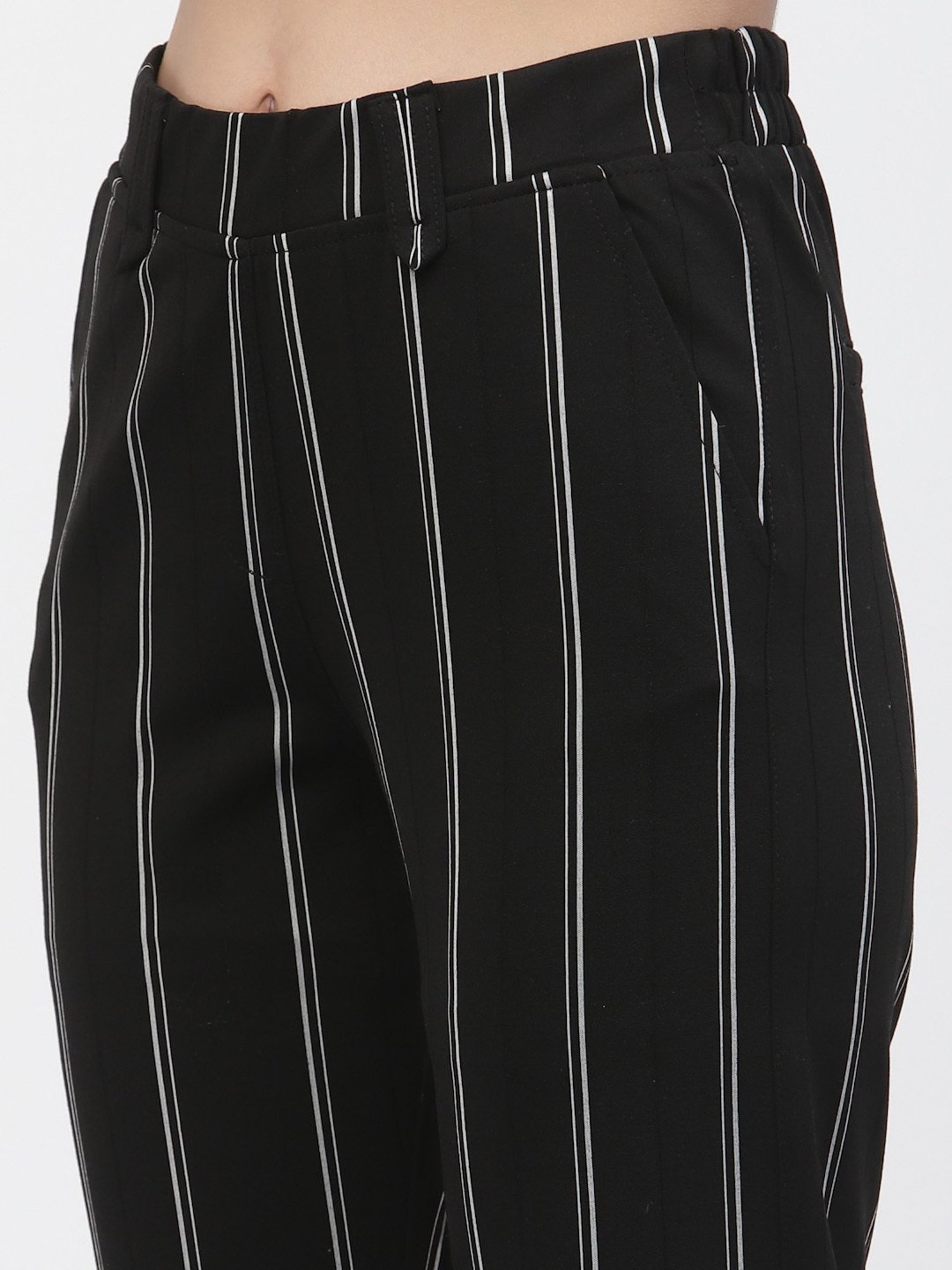 Westwood Black Cotton Striped Pants