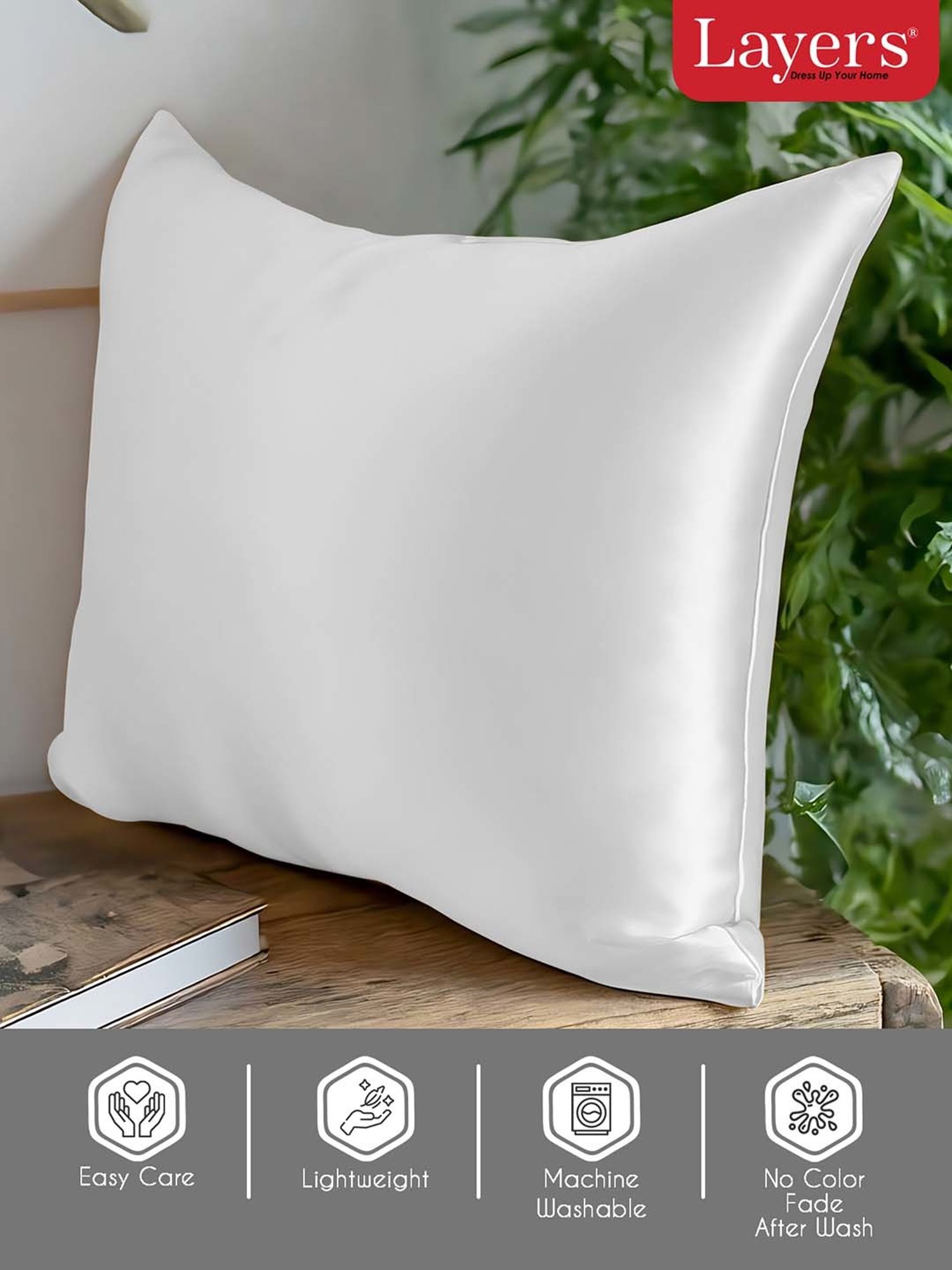 Layers Pearl White 85 GSM Micro Satin Silk Pillow Covers - Set of 2