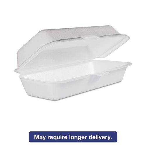 Foam Hot Dog Container/Hinged Lid, 7-1/1 x3-4/5x2-3/10, White,125/Bag, 4 Bags/Ct