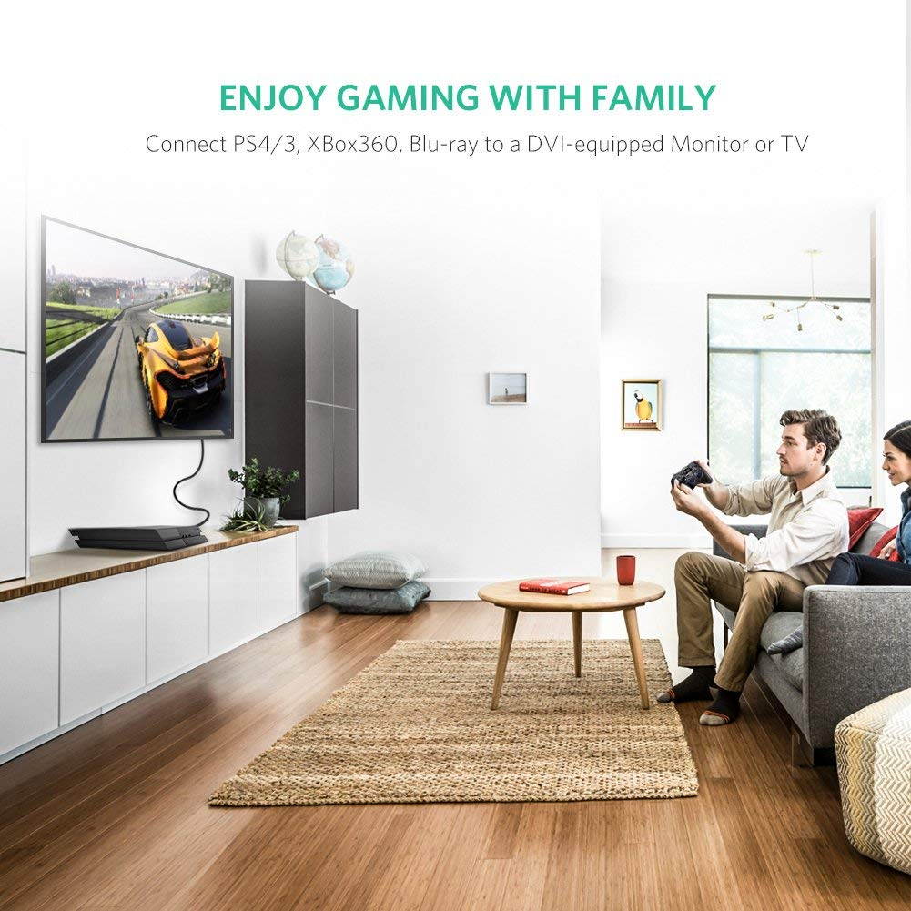 3 ft HDMI to DVI Cable Bi Directional DVI-D 24+1 Male to HDMI Male High Speed Adapter Cable Support 1080P Full HD for Raspberry Pi, Roku, Xbox One, PS4 PS3, Graphics Card, Nintendo Switch etc 3FT