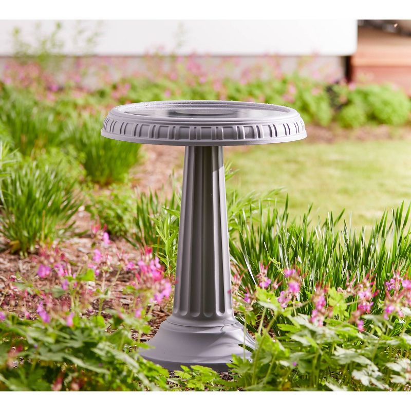 17" Bird Bath with Pedestal Charcoal - Bloem