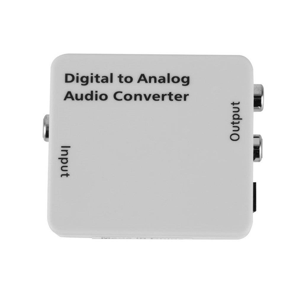 White Digital Optical Toslink Coax to Analog R/L/RCA Audio Signal Converter Adapter without power
