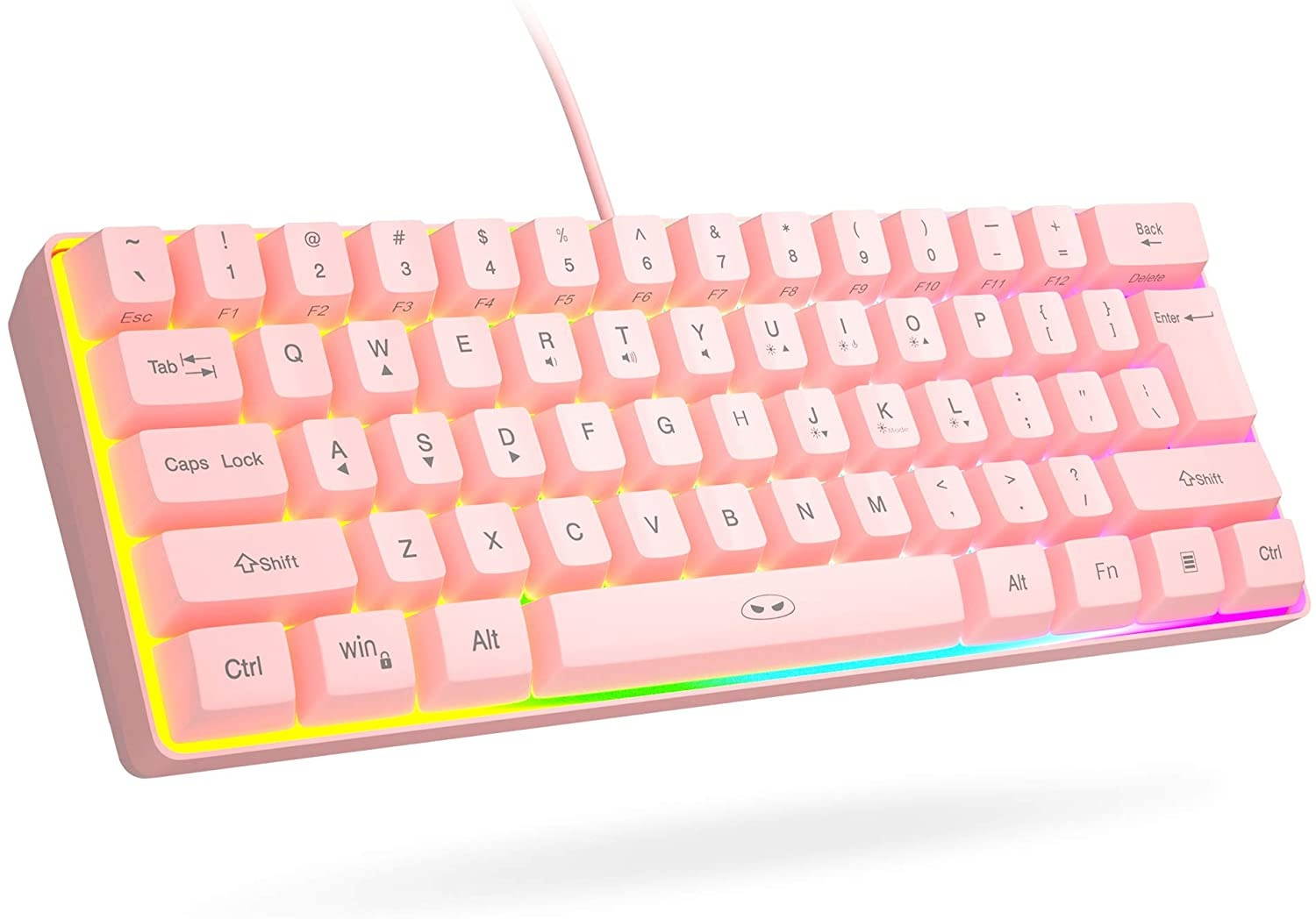 MageGee TS91 Mini 60% Gaming/Office Keyboard,Waterproof Keycap Type Wired RGB Backlit Compact Computer Keyboard for Windows/Mac/Laptop (Pink)