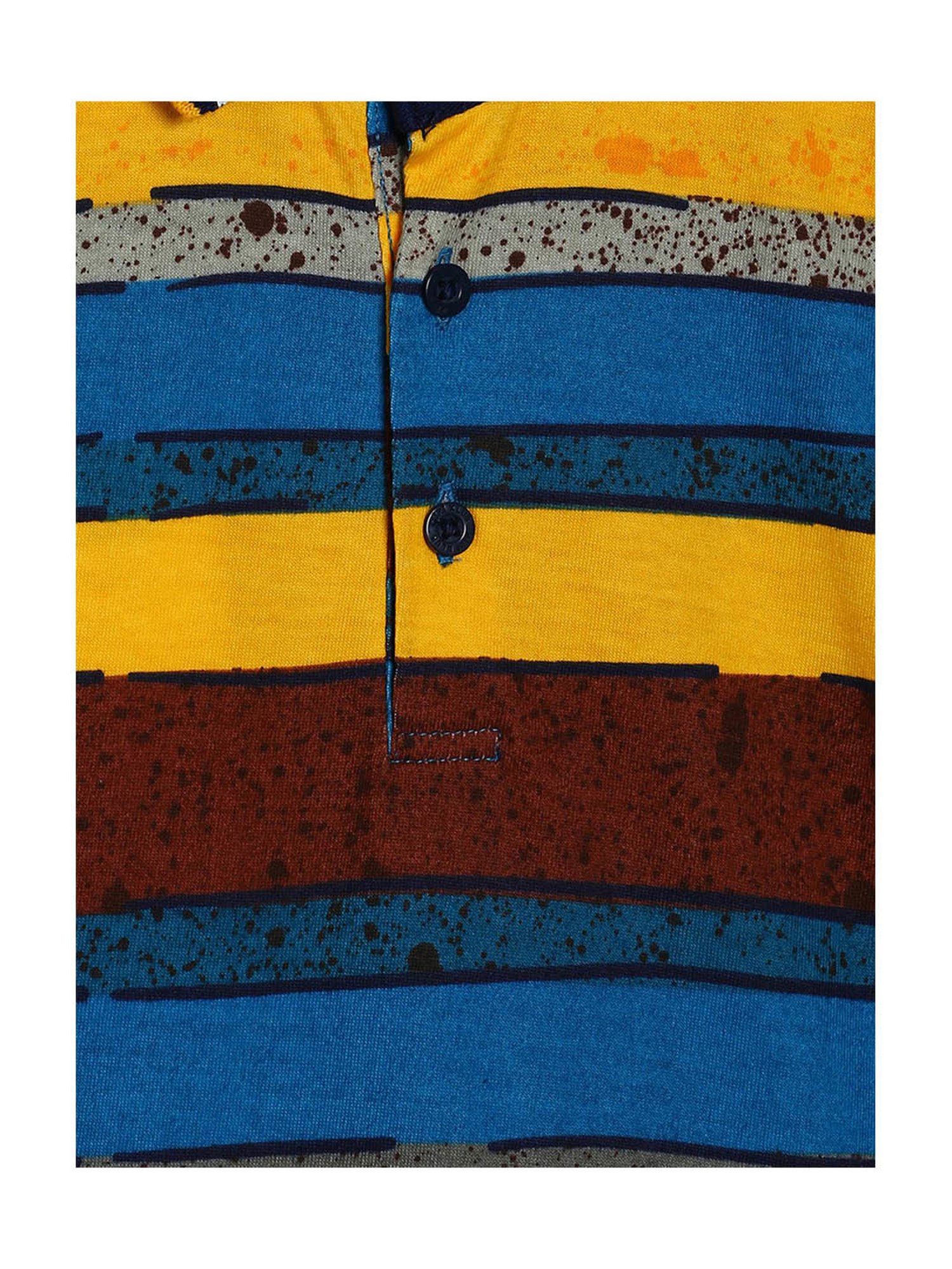 MINIKLUB Kids Multicolor Striped Full Sleeves Polo T-Shirt