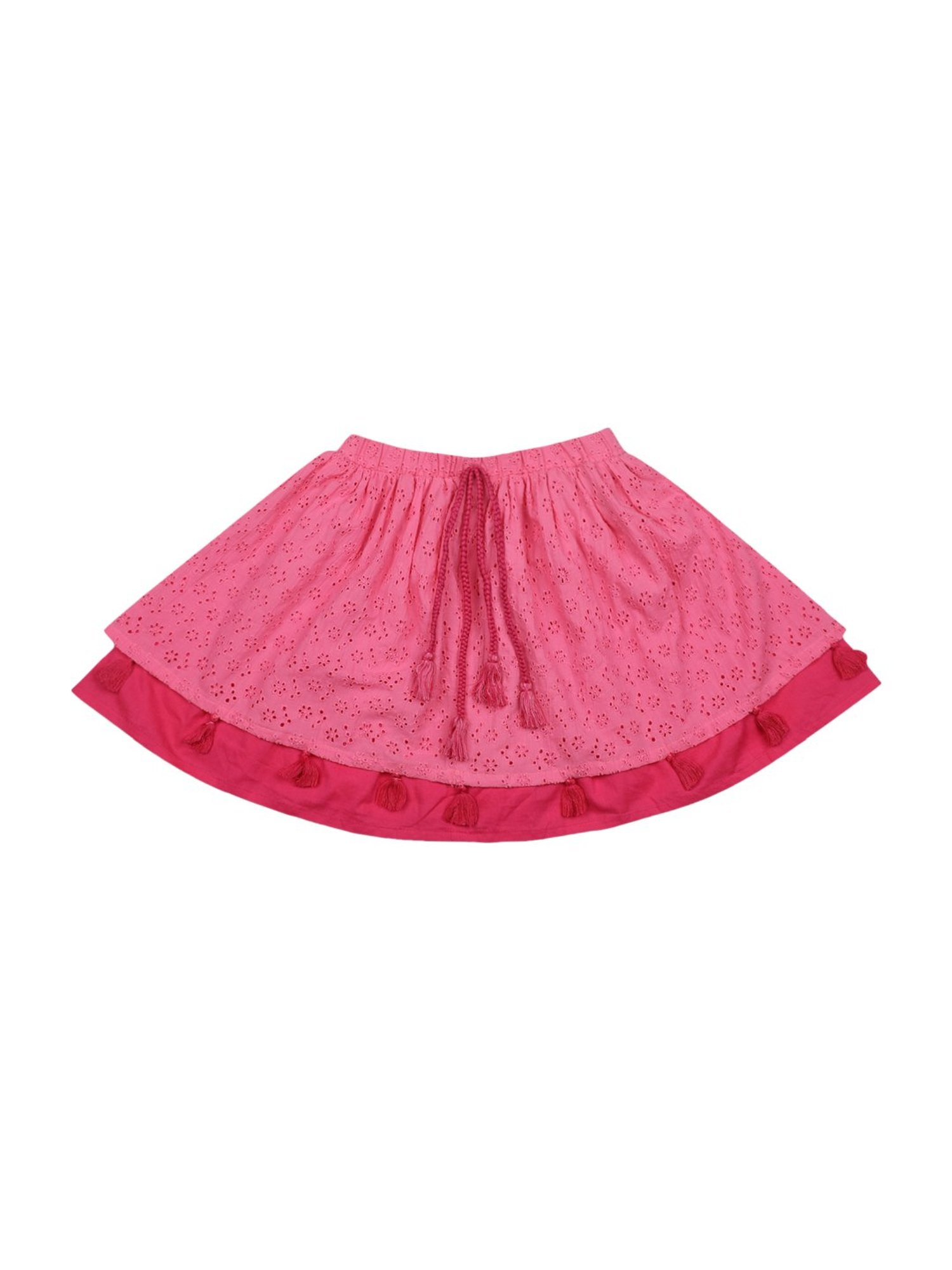 Blue Giraffe Kids Pink Cotton Textured Skirt