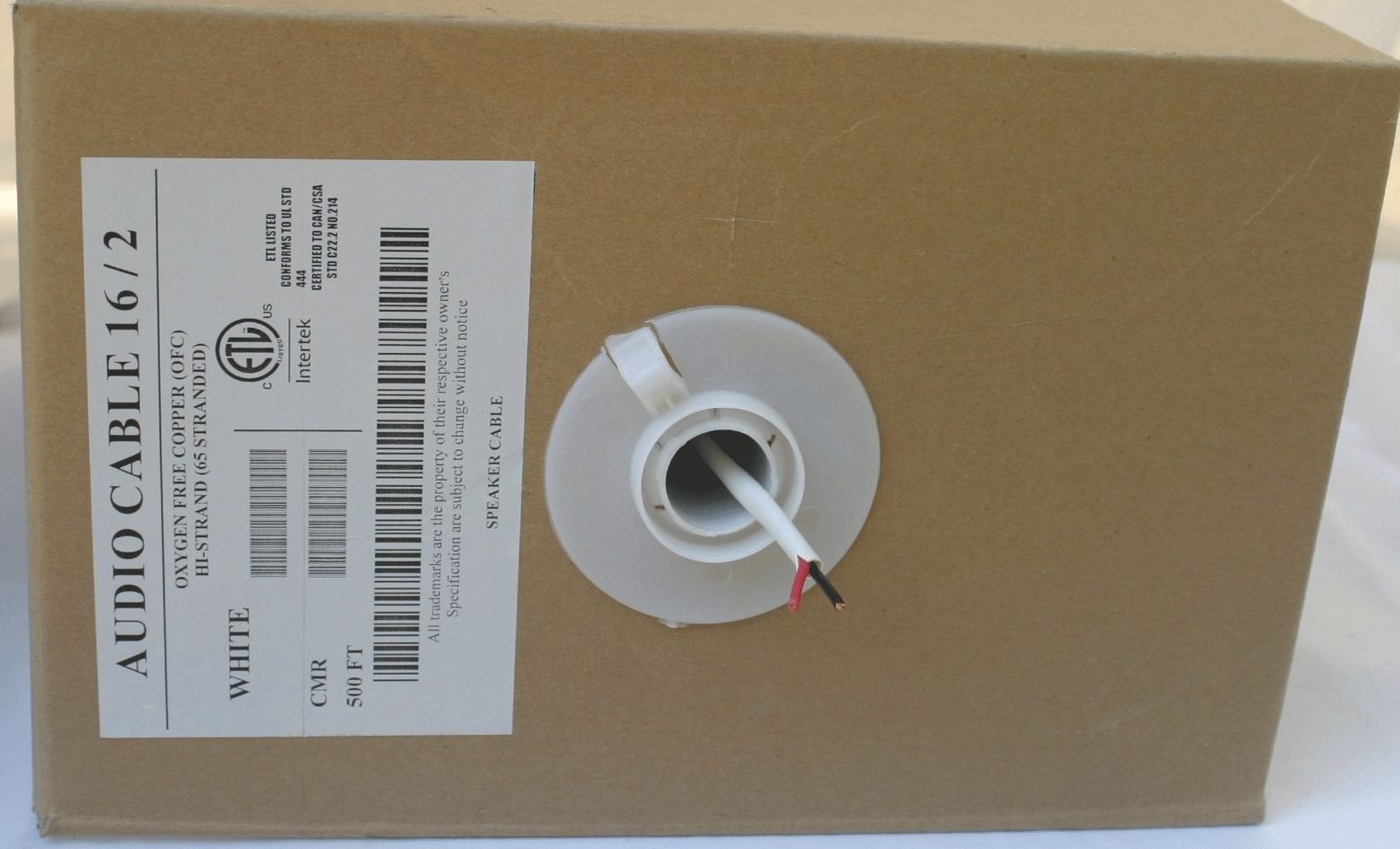 100'Ft White 16 /2 gauge In-Wall outdoor audio cable CL3 R Speaker Wire OFC 65ST