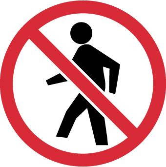 NMC ISO232AP-LABEL, GRAPHIC FOR NO PEDESTRIANS, 2IN DIA, PS VINYL (PAK OF 10)