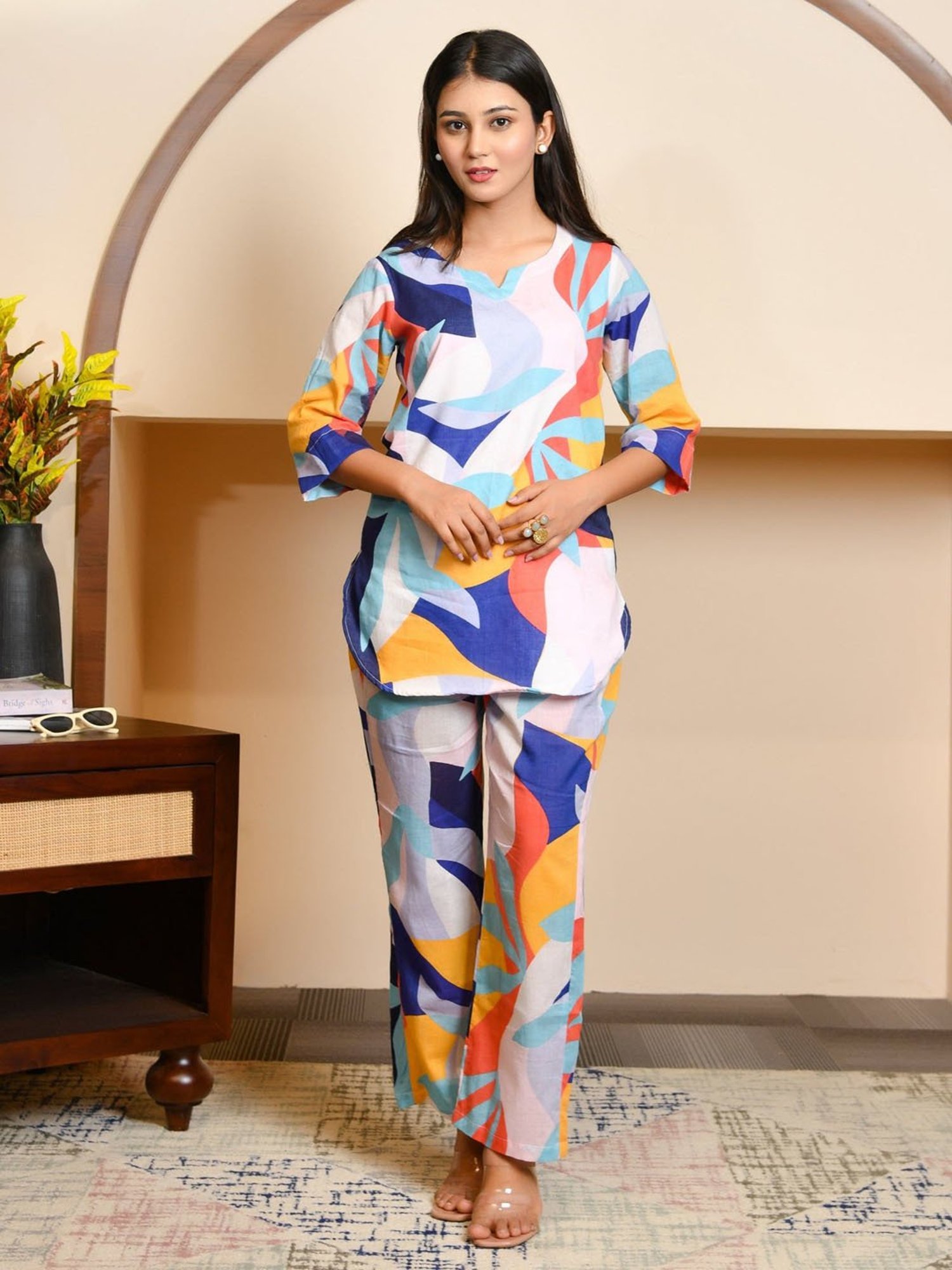 Thread and Button Cotton Sparrow Multi-coloured Cord Set