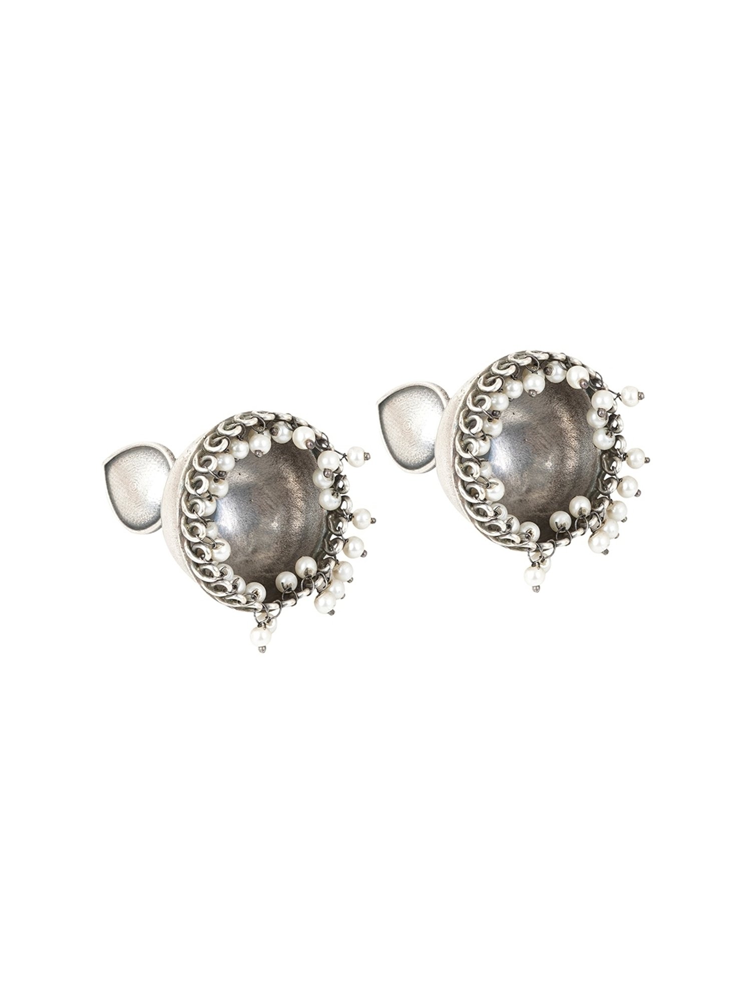 Teejh Ethnic Tara Silver Oxidized Jhumki Earrings