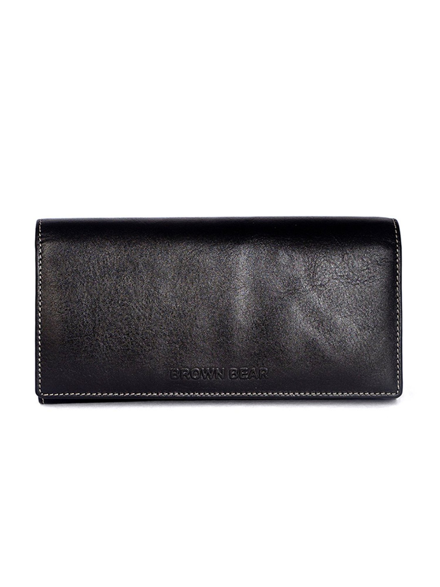 BROWN BEAR Black Leather Wallet for Women