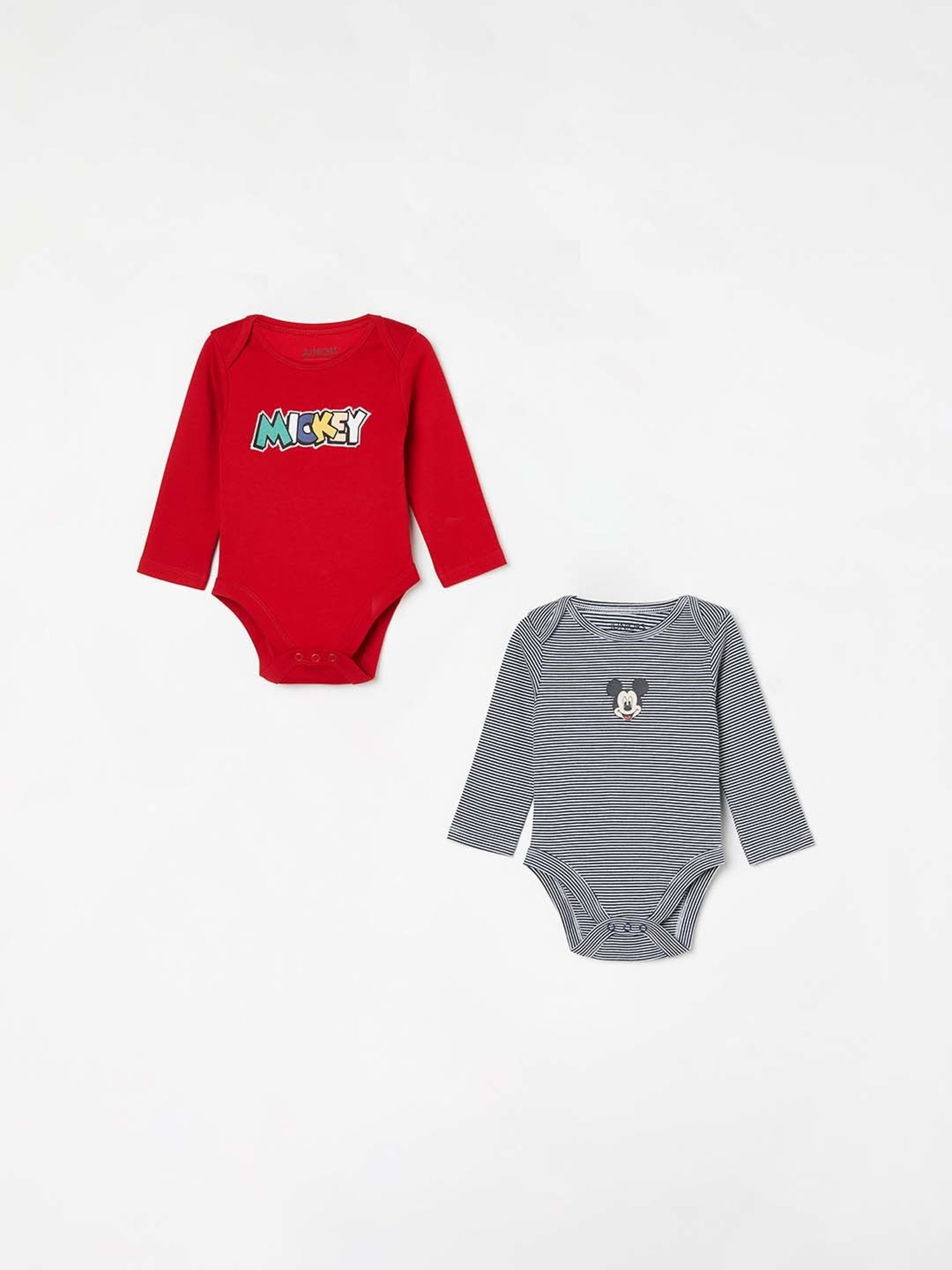 Juniors by Lifestyle Kids Red & Black Cotton Printed Full Sleeves Bodysuit (Pack of 2)