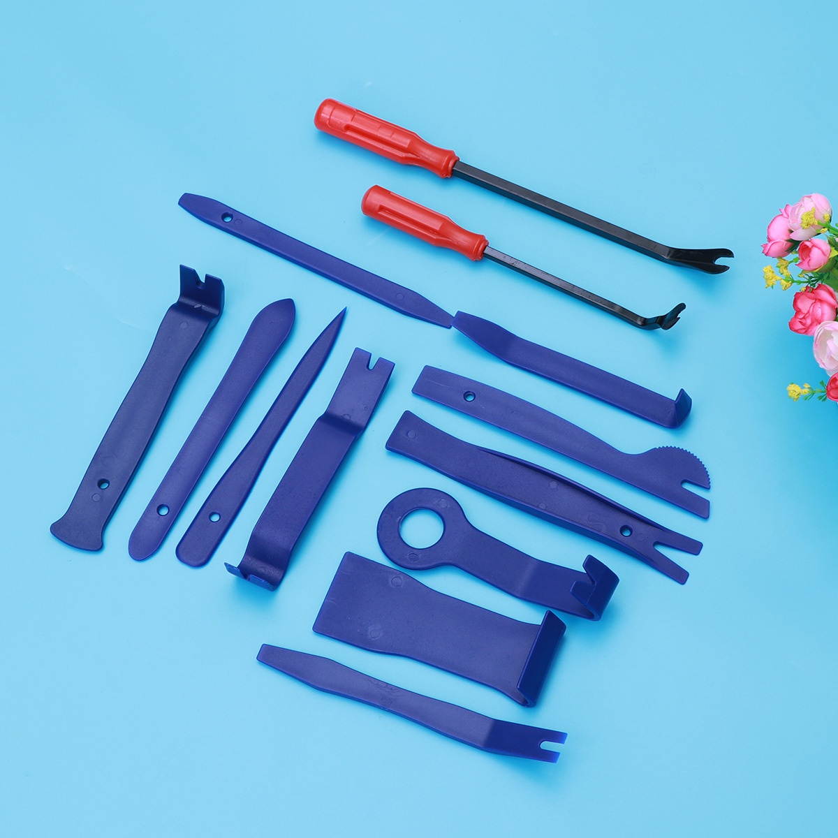 13 in 1 Auto Car Audio Door Dash Trim Panel Install and Removal Pry Tools with Carrying Bag (Blue)