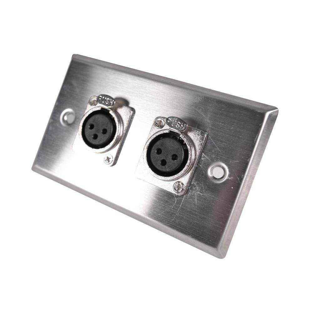 Seismic Audio - SA-PLATE28 - Stainless Steel Wall Plate -Dual XLR Female Connectors - Cable Installation