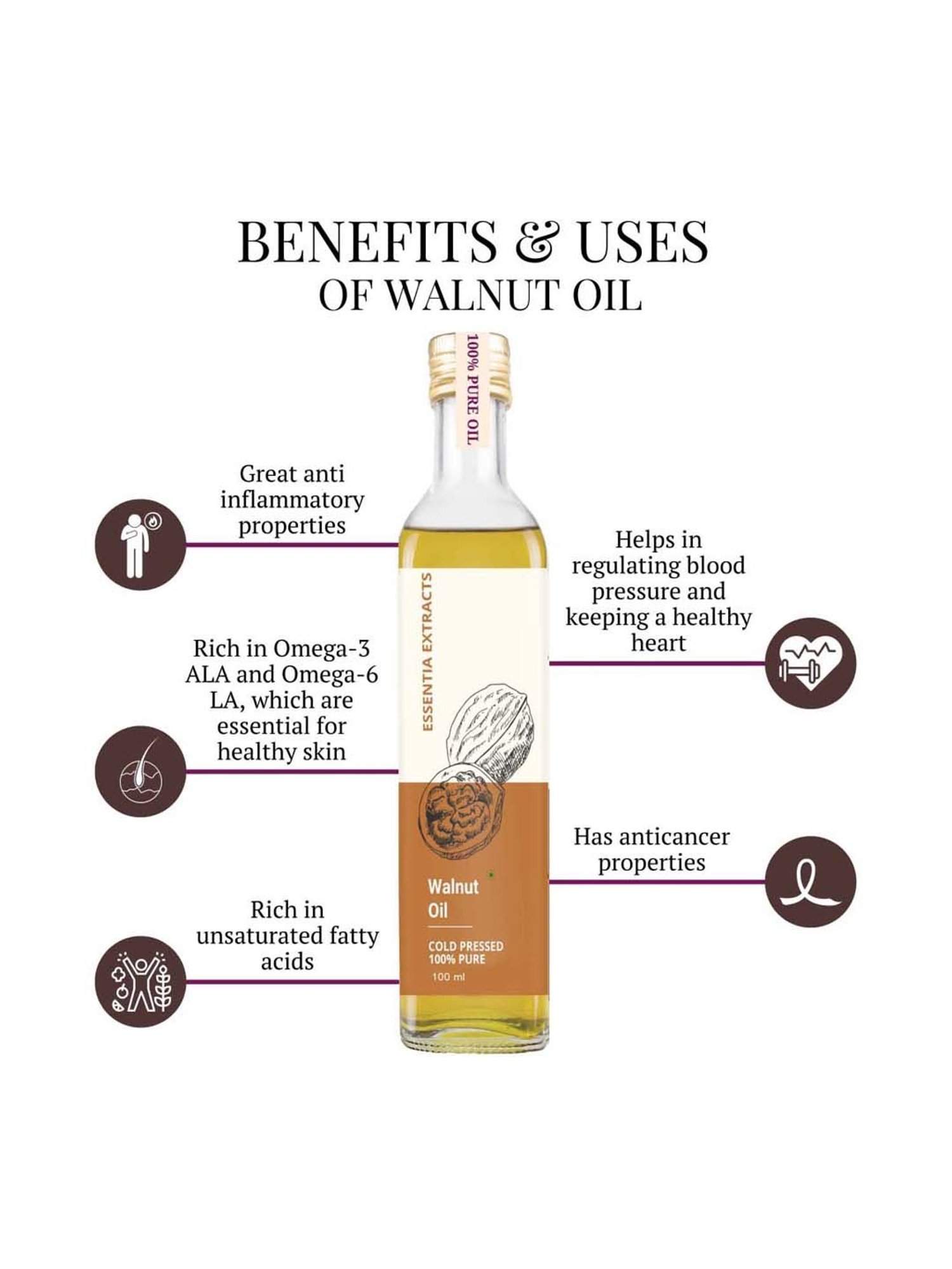 Essentia Extracts Cold-pressed Walnut Oil Pack of 2 - 200 ml