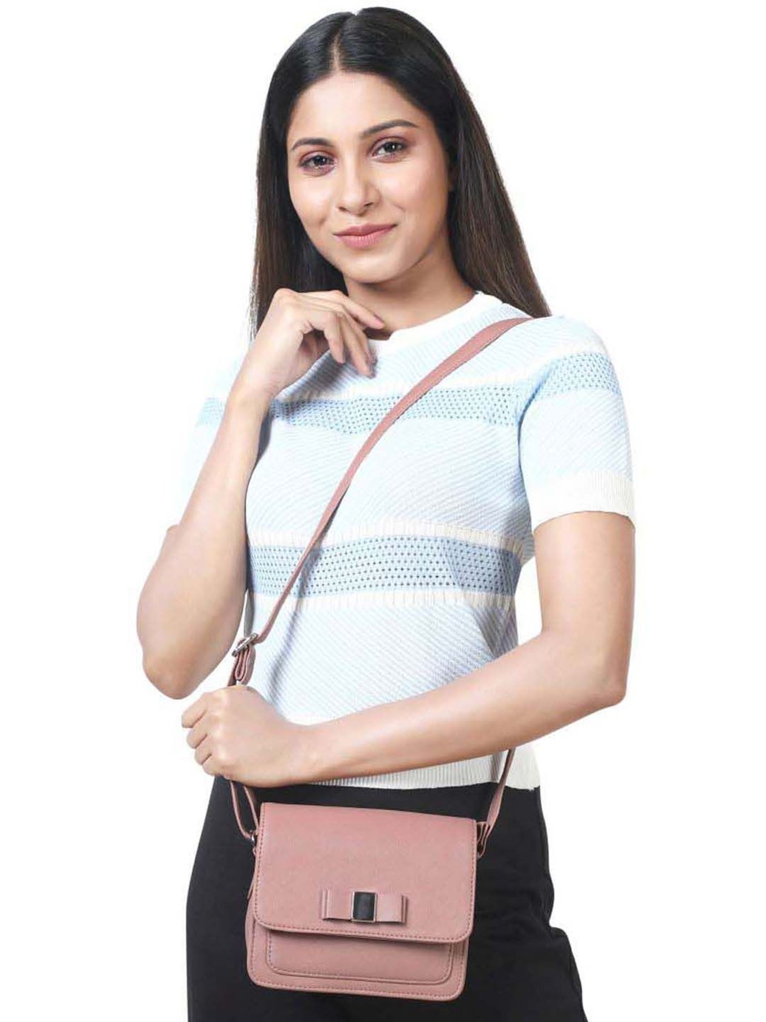Toteteca Pink Solid Medium Sling Handbag