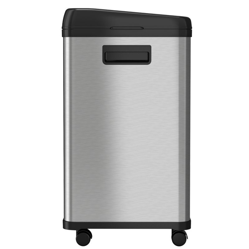 iTouchless Rolling Sensor Kitchen Trash Can & Recycle Bin with Wheels 16 Gallon Silver Stainless Steel