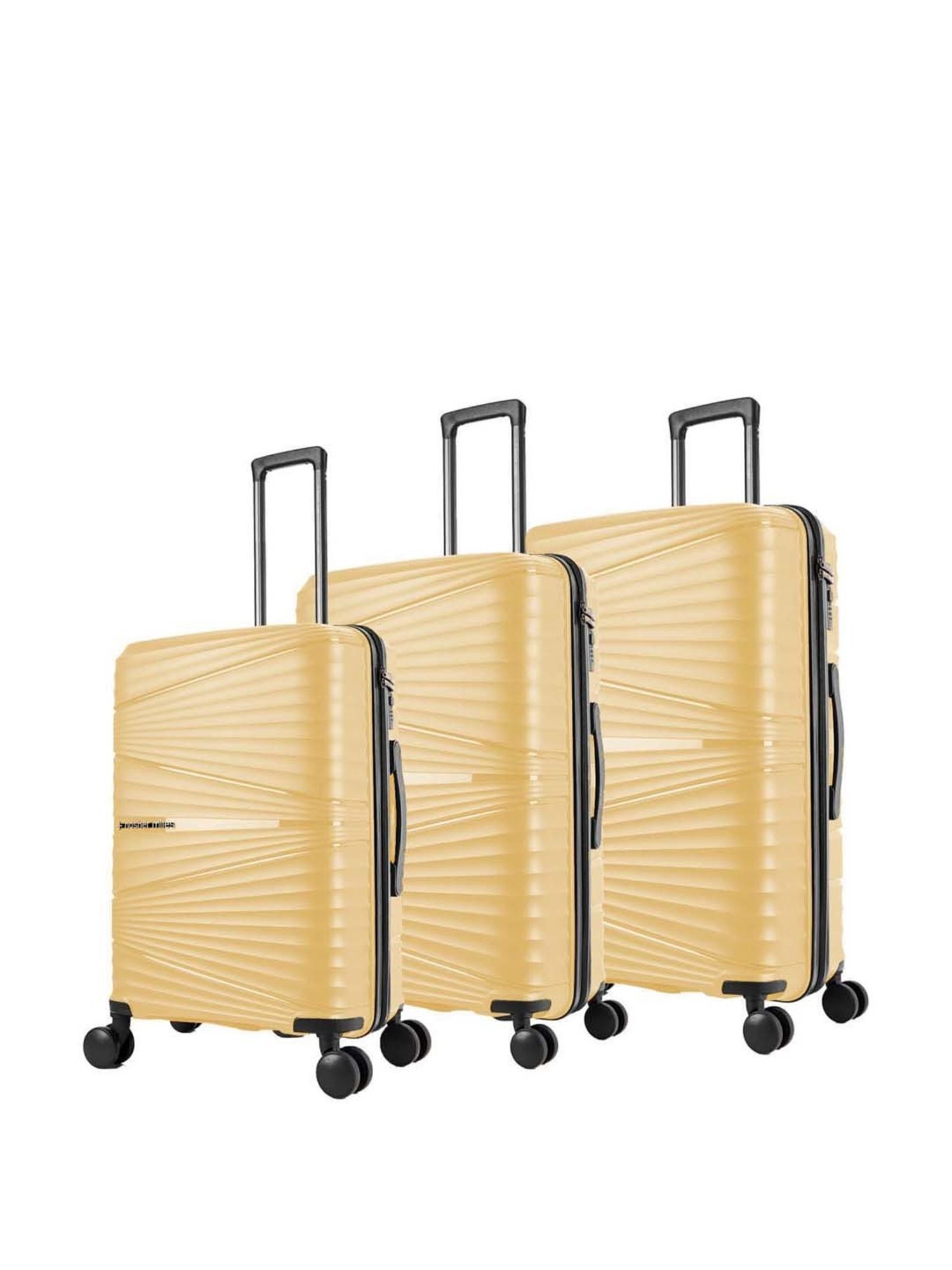 Nasher Miles Mumbai Hard-Sided Polypropylene Luggage Set of 3 Yellow Trolley Bags (55, 65 & 75 cm)