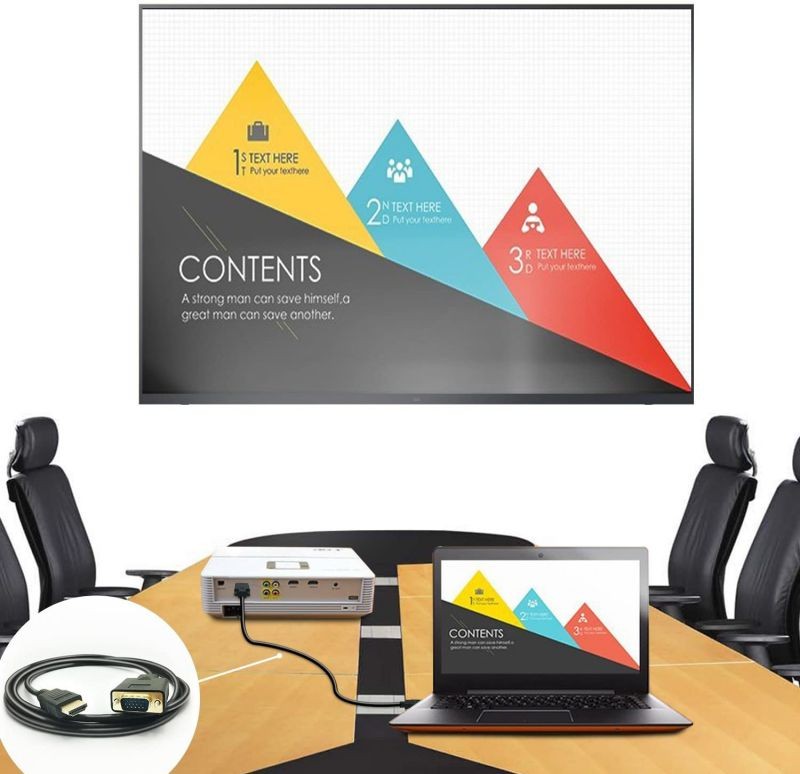 HDMI to VGA Adapter Cable PeoTRIOL 1080P HDMI Male to VGA Male M/M Video Converter Cord VGA Adapter Compatible with HDMI Desktop Laptop DVD to 15 Pin D-SUB VGA HDTV Monitor Projector - 6Feet