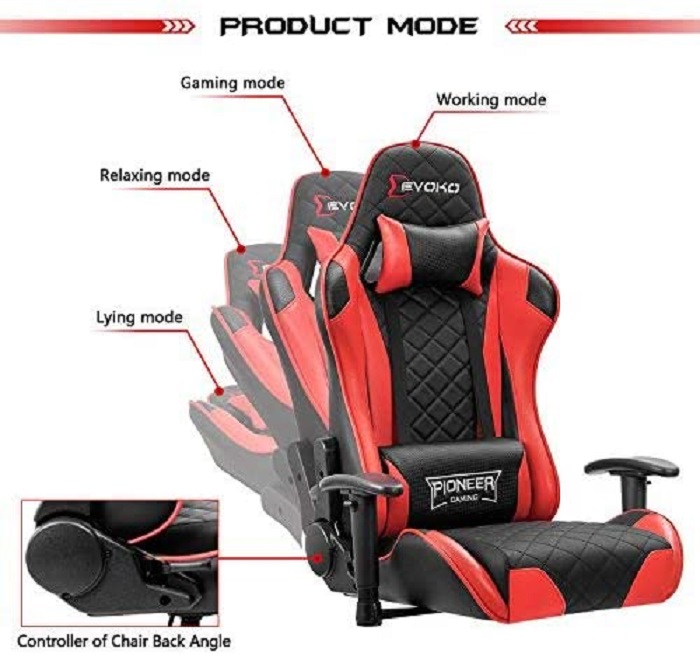 Gaming Chair, Racing Style Computer Desk Chair Padded Armrests Ergonomic Lumbar Support Adjustable Height