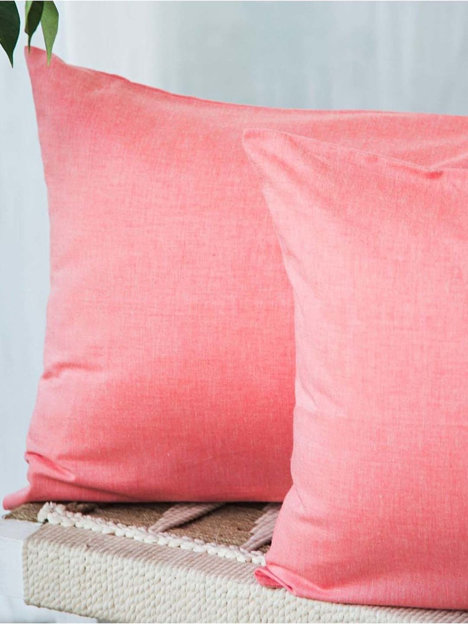 Fabindia Chambray Pink Cotton 92 TC Pillow Cover - Set of 2