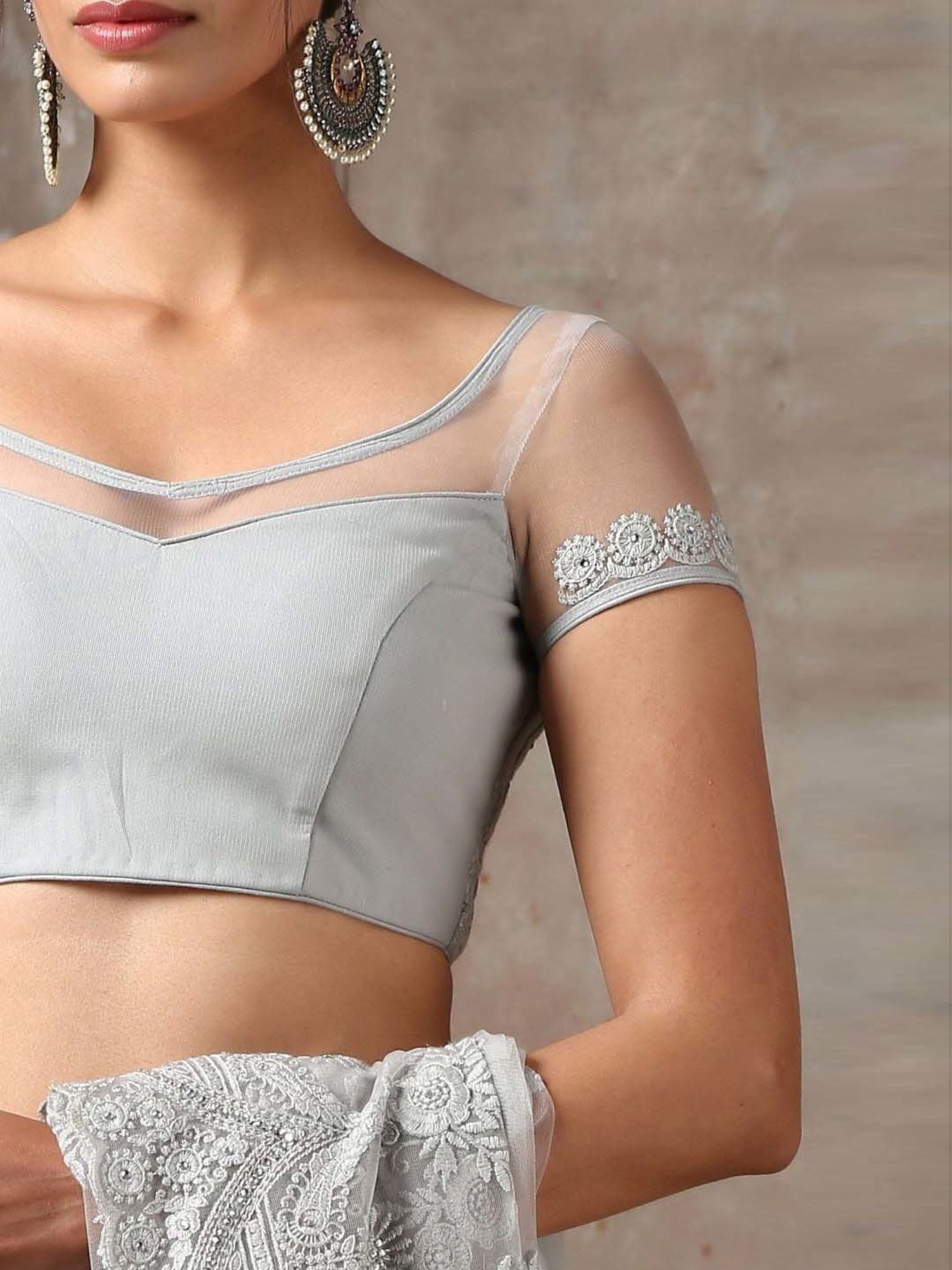 Swtantra Grey Embroidered Readymade Blouse