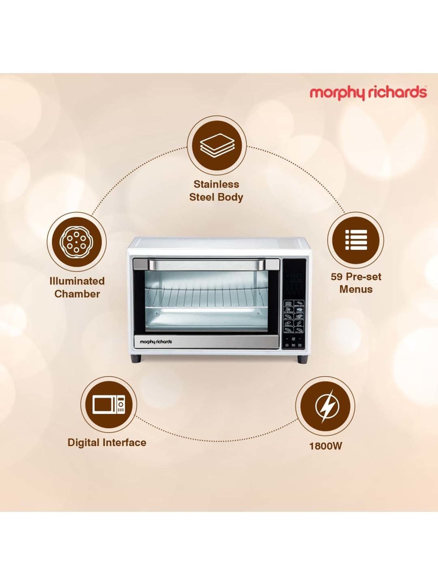 Morphy Richards 35SS DIGICHEF 35 L 1800W Oven Toaster Grill (Silver)