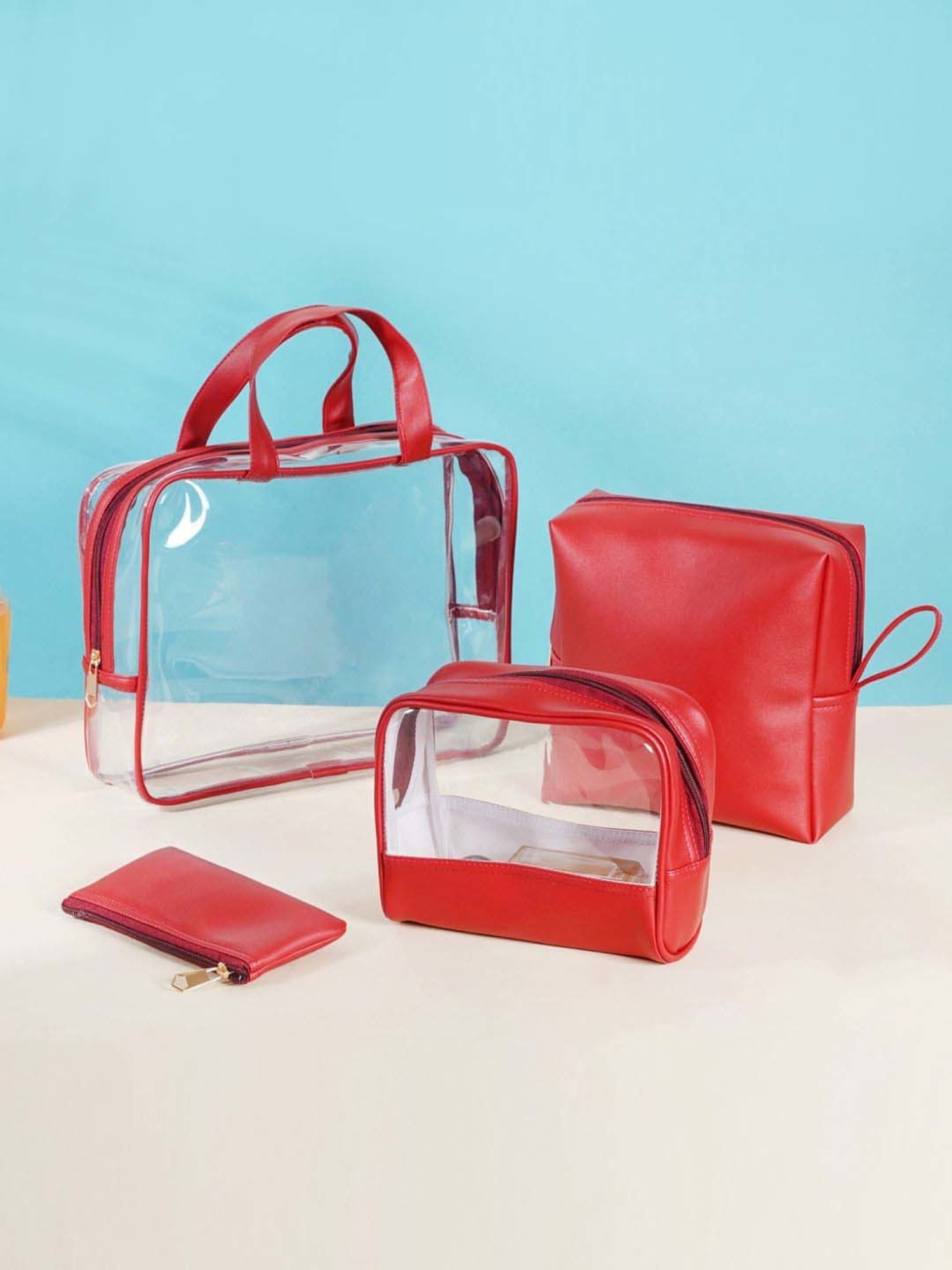 HOSTA HOMES Black Pvc Parachute Material Zipper Bag - Set of 2