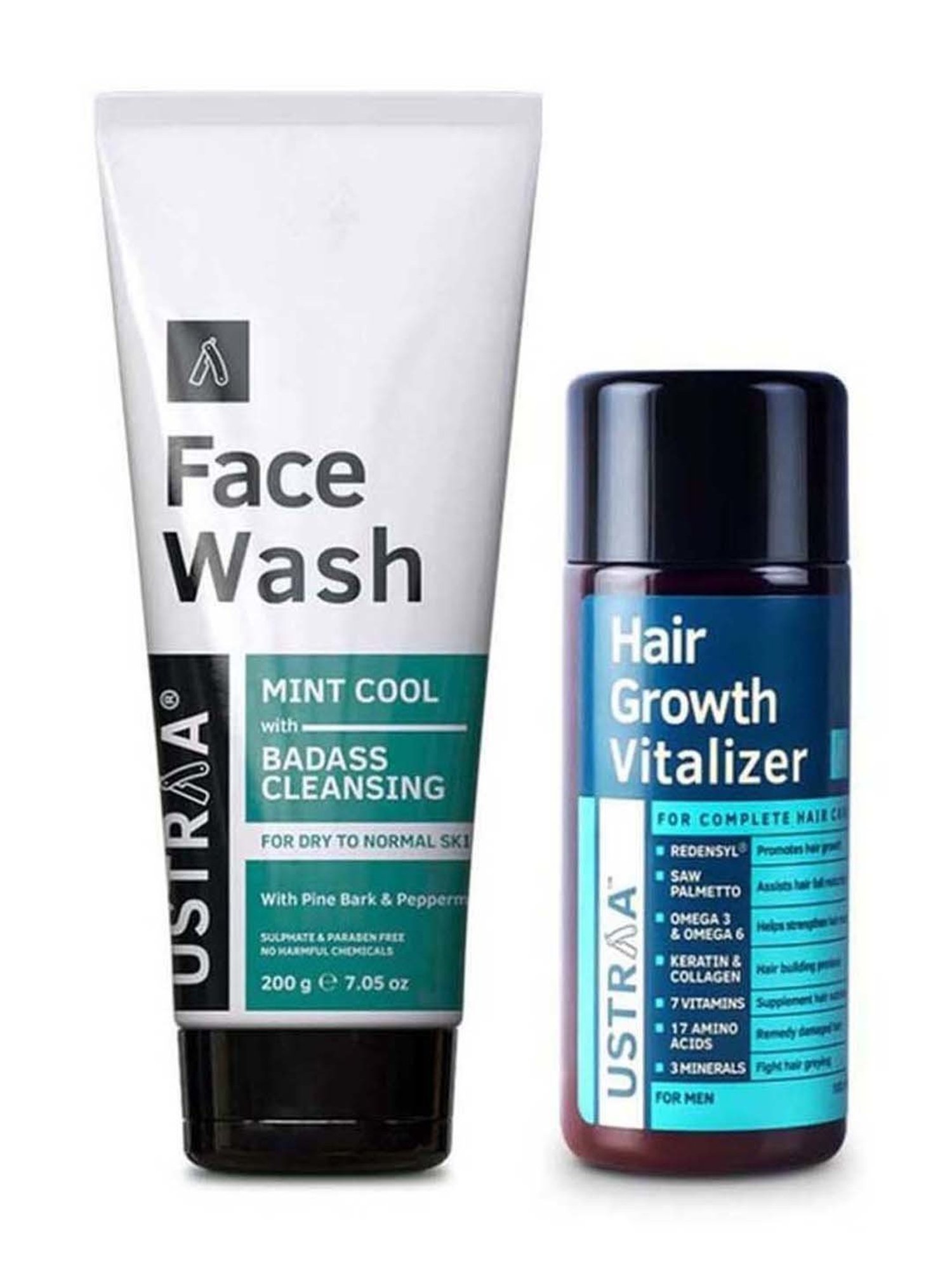 Ustraa Power Face Wash & Hair Growth Vitalizer Combo Set
