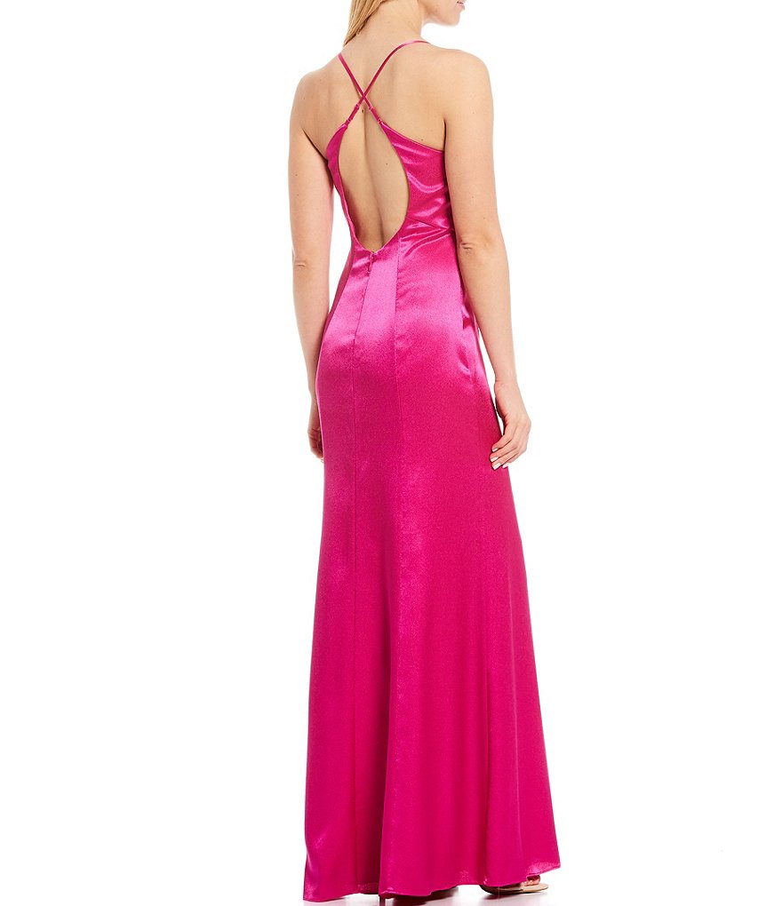 Aidan Aidan Mattox Open Back Liquid Satin Gown