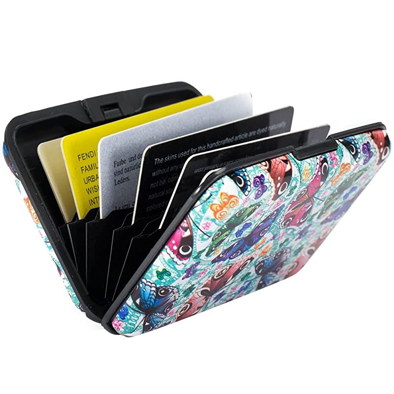 Mini RFID Aluminum Wallet Credit Cards Holder Business Card Case Metal ID Case for Men Women Butterfly