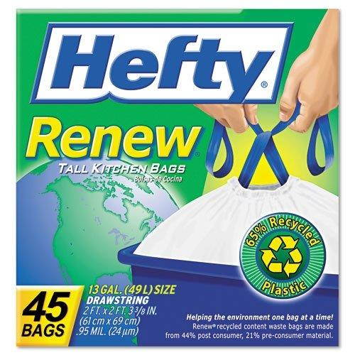 Renew Recycled Kitchen & Trash Bags, 13Gal, .9Mil, 24 X 27 1/4, White,