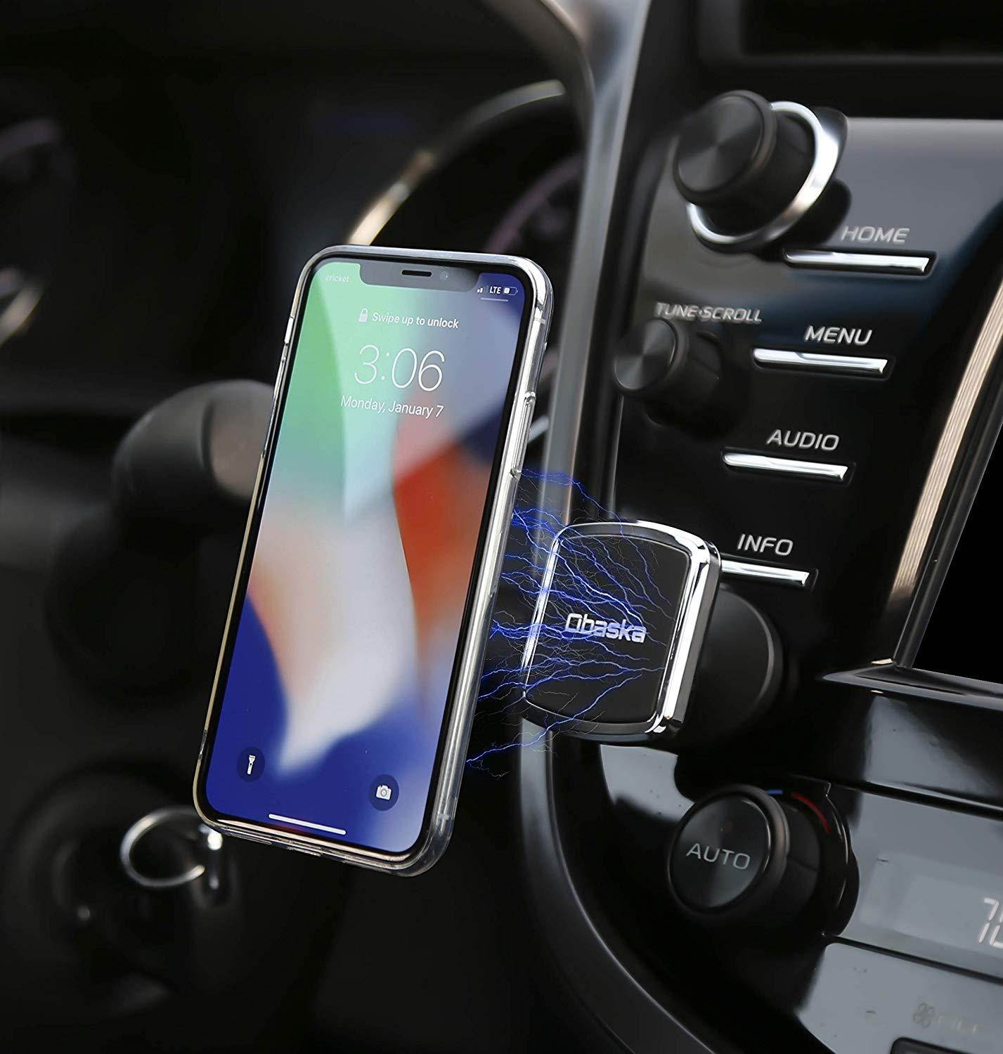 Obaska Magnetic Phone Car Mount, Universal Dashboard Phone Holder for Car Compatible with iPhone Xs Max XR X 8 7 6S 6 Plus Samsung Galaxy S9 S8 S7 S6 & All Smartphones