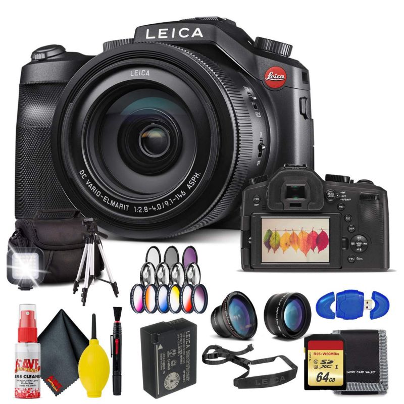 Leica V-LUX (Typ 114) Digital Camera Memory Card Kit, Filter Kit, Carrying Case, Tripod, AND LED Light