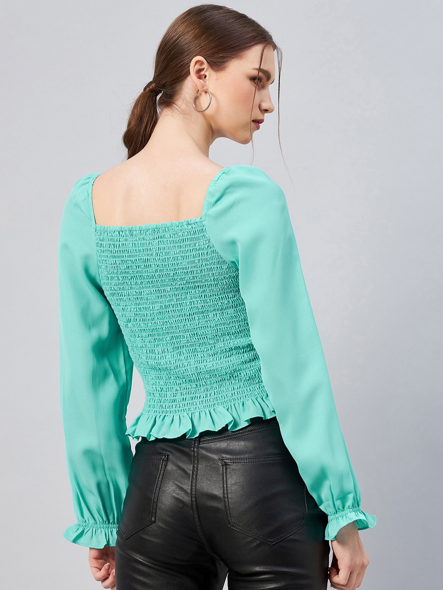 Rare Turquoise Slim Fit Crop Top