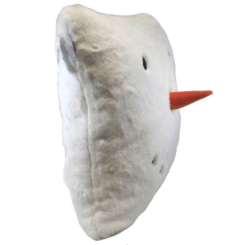 Christmas 16.0" Fur Snowman Pillow Lg Carrot Nose Coal Eyes Mouth  -  Decorative Pillow
