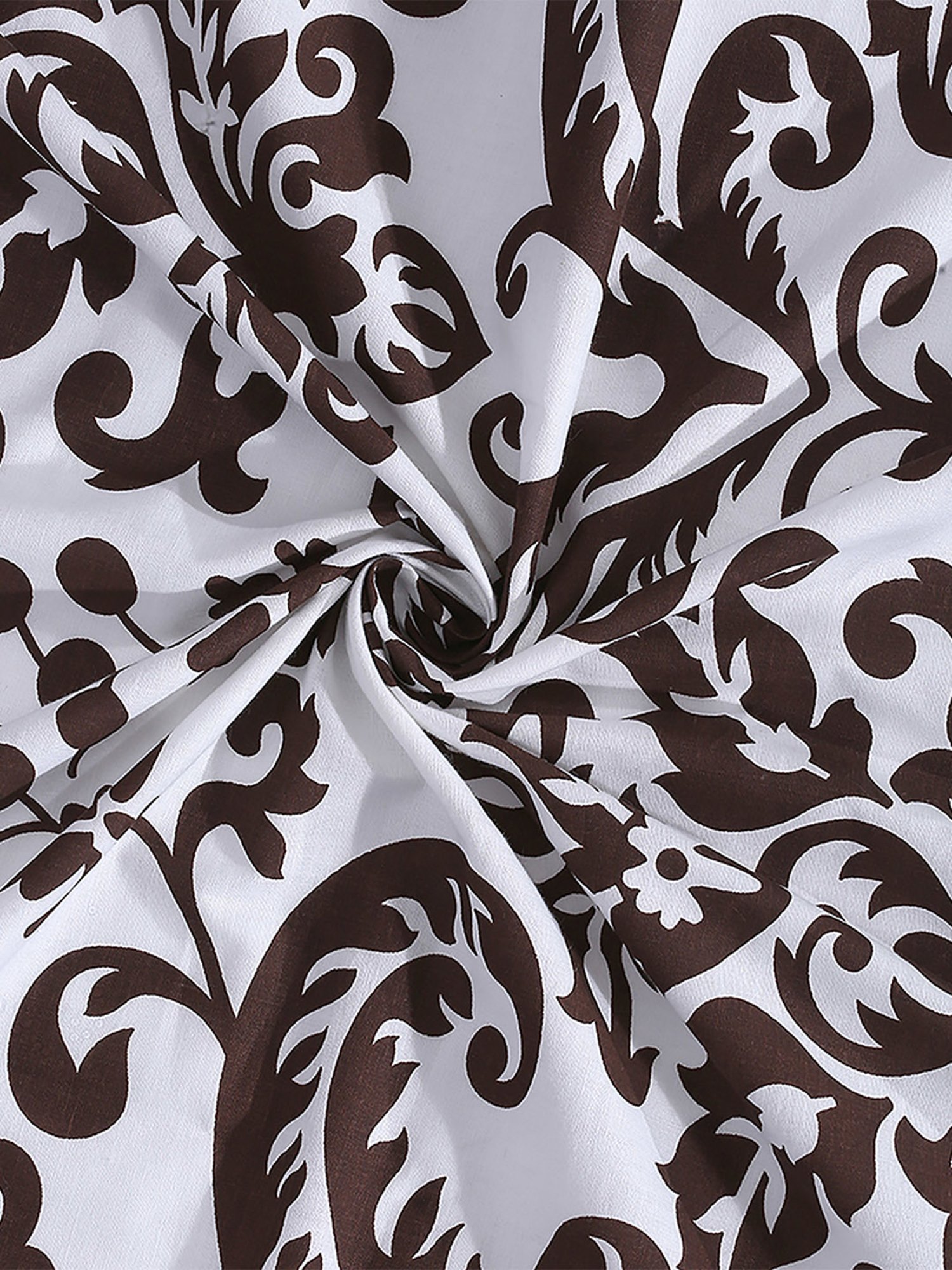 Swayam Brown & White Cotton 200 TC, 1 Double Bedsheet With 2 Pillow Cover