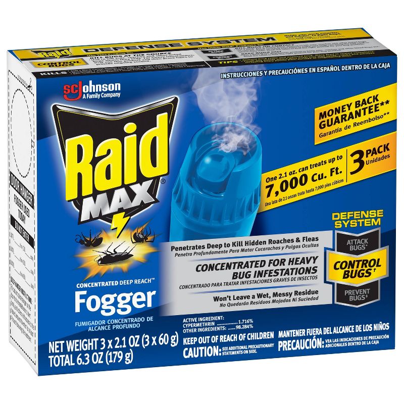 Raid Max Concentrated Deep Reach Fogger - 6.3oz/3ct