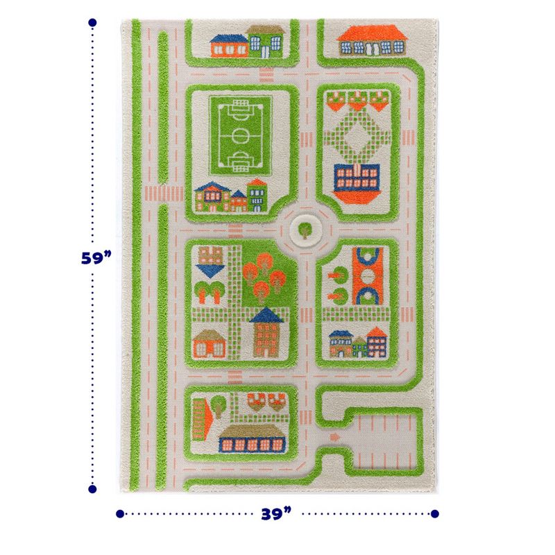 IVI World 3D Play Carpet 59 x 39-inch Educational Green Traffic Soft Floor Rug Mat for Bedroom, Kids Den, or Playroom, Medium