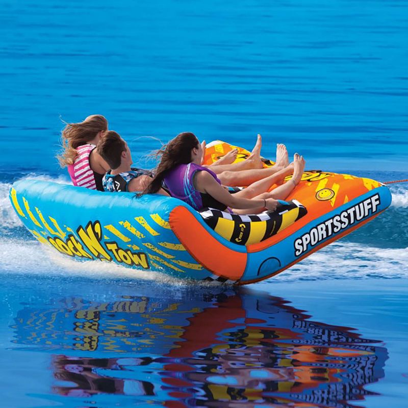 Sportsstuff Inflatable Rock N' Tow Sitting 3 Rider Towable Boat and Lake Tube