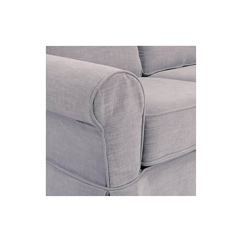 Home Furnishings Ashton Slipcover Round Arm Chair, Grey