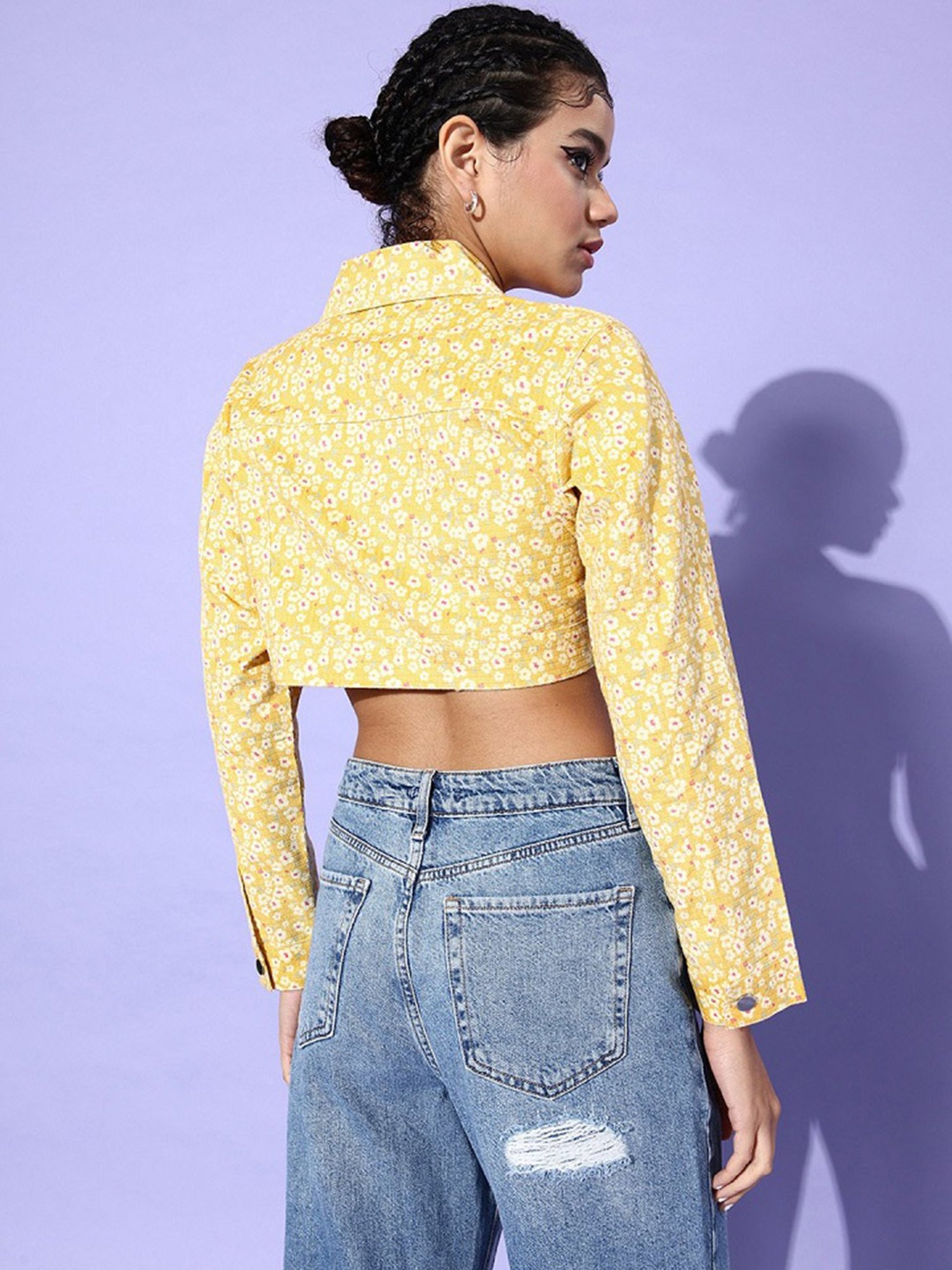 Anvi Be Yourself Yellow Floral Print Jacket