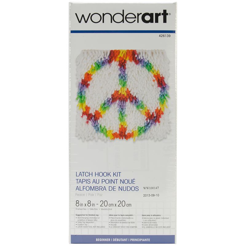 Wonderart Latch Hook Kit 8"X8"-Peace