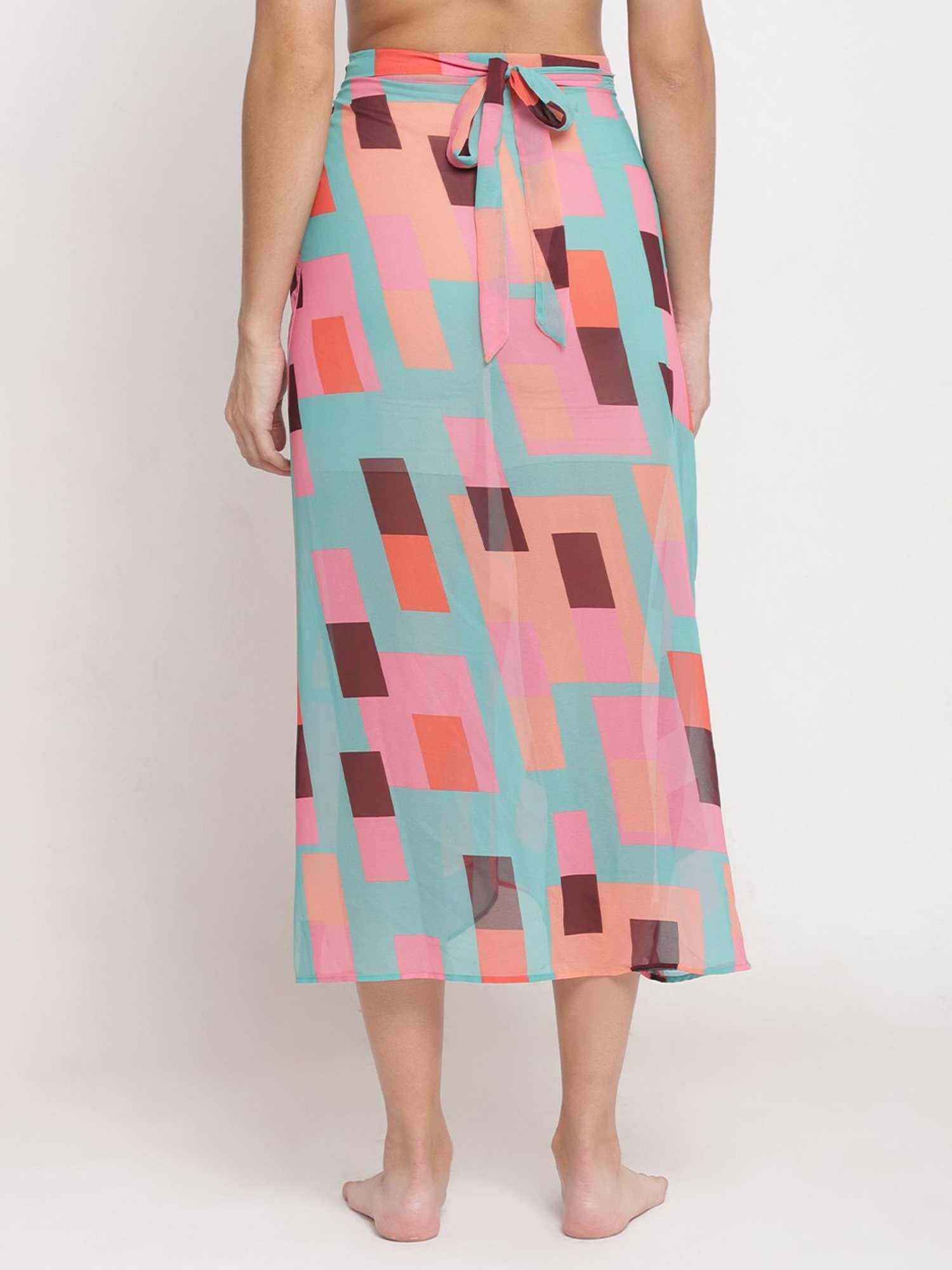 Erotissch Blue Printed Beachwear Cover-Up Skirt