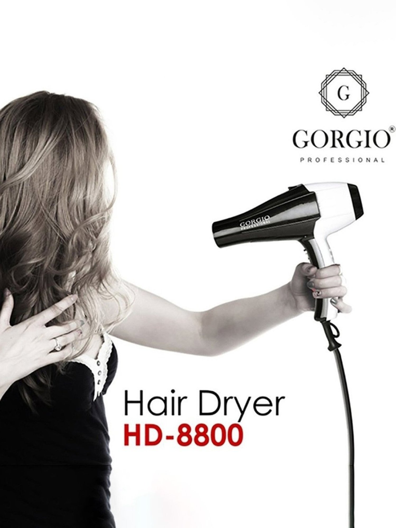 Gorgio Professional HD8800 2000W Hair Dryer (Black)