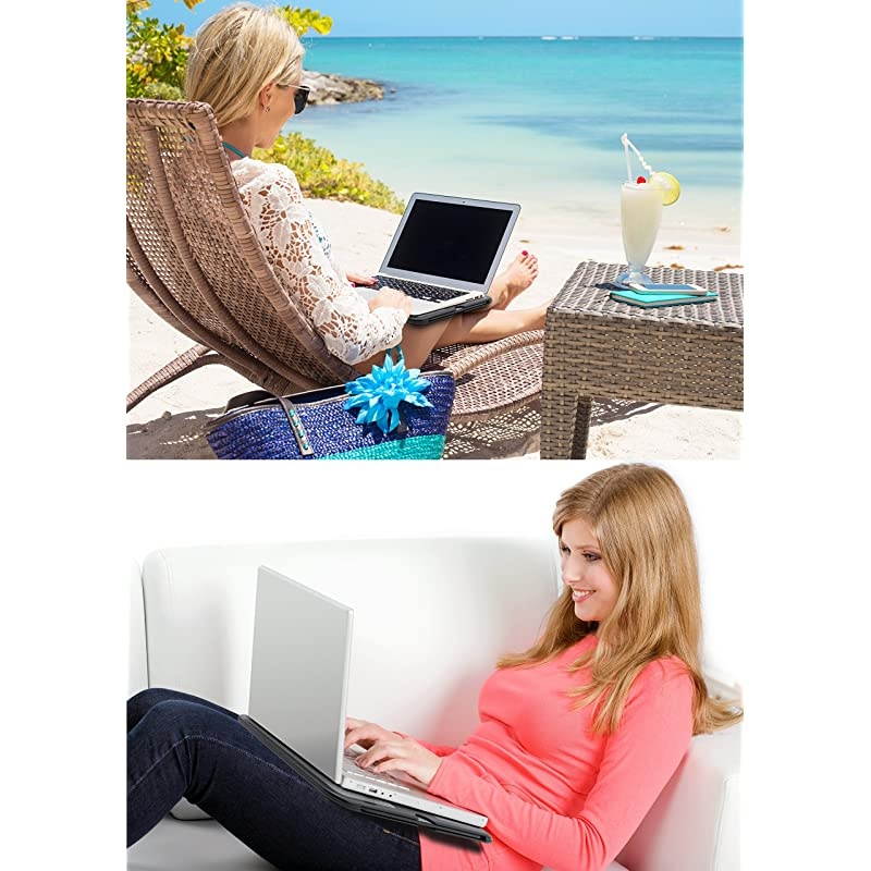 Portable Laptop Lap Pad Laptop Desk with Retractable Mouse Tray AntiSlip Heat Shield Notebook Computer Stand Table Working Station for Home Office Recliner Business and Travel