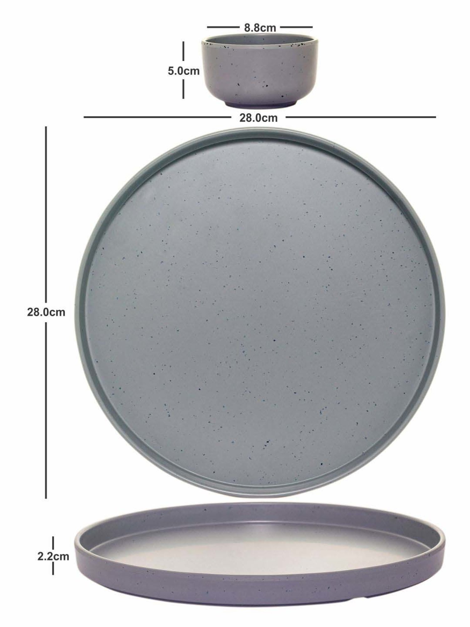 Servewell Dots Grey Melamine 8 Thali Dinner Set